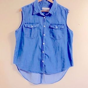 Faded Glory  Denim Sleeveless Tops Blouse with collar size: XL